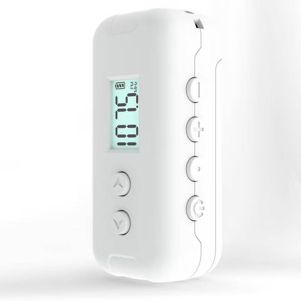Lomme  fm 50-108 mhz radio bærbar mini dsp chip radiomottaker med lcd-skjerm 3.5mm øretelefoner skjerm 2* aaa strømforsyning: Hvit