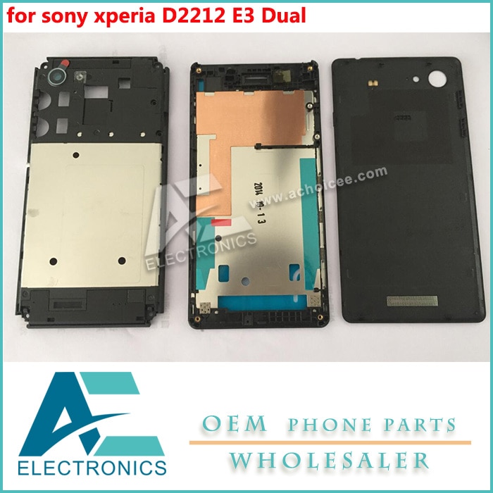 Pour sony xperia D2212 E3 Double Double sim support plateau fente boîtier complet housse couverture arrière cadre lunette Chassic boîtiers accès