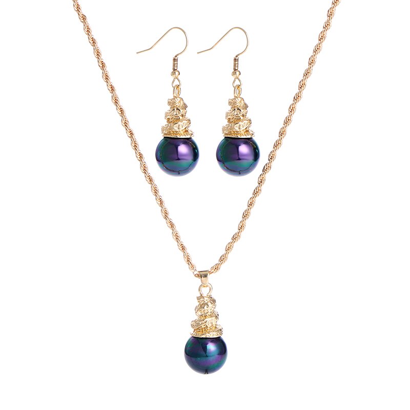 Ensemble de bijoux de mariage, collier et boucles d'oreilles en perles de verre, Style hawaïen, Pohnpei, Chuuk, Marshall: GJZ484H