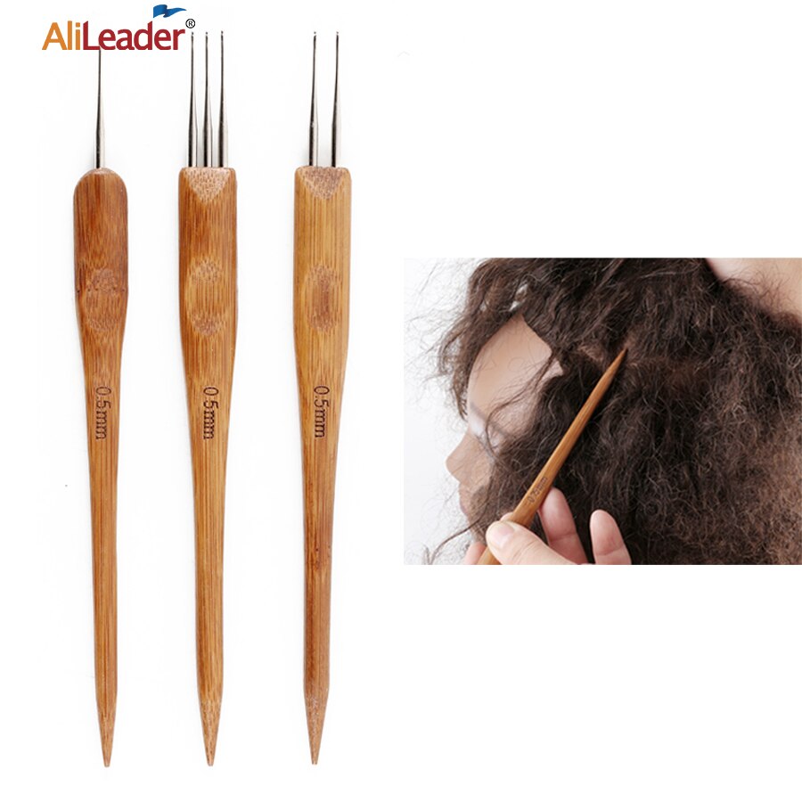 Alileader 1 st 0.5mm 0.75mm dreadlock virknål med stjärtsnöre 1/2/3 huvuden krok för att göra virkade flätor hår