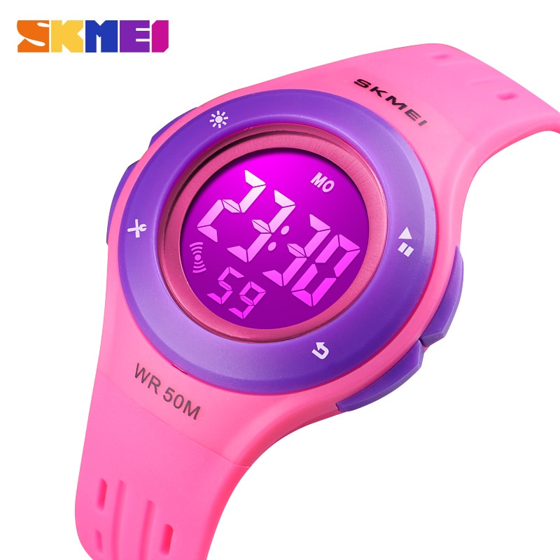 Horloges Voor Kids LED Sport Stijl kinderen Digitale Elektronische Horloge Jongens Meisjes Kinderen Cartoon 50 M Waterdicht Horloge SKMEI: Rose Purple