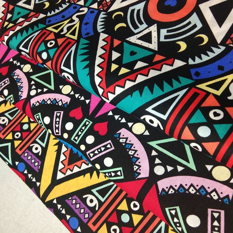 ViaPhil-tela estampada de tótem abstracto de estilo africano, tejido de tela de África de retales para vestido y decoración del hogar, 100% de algodón