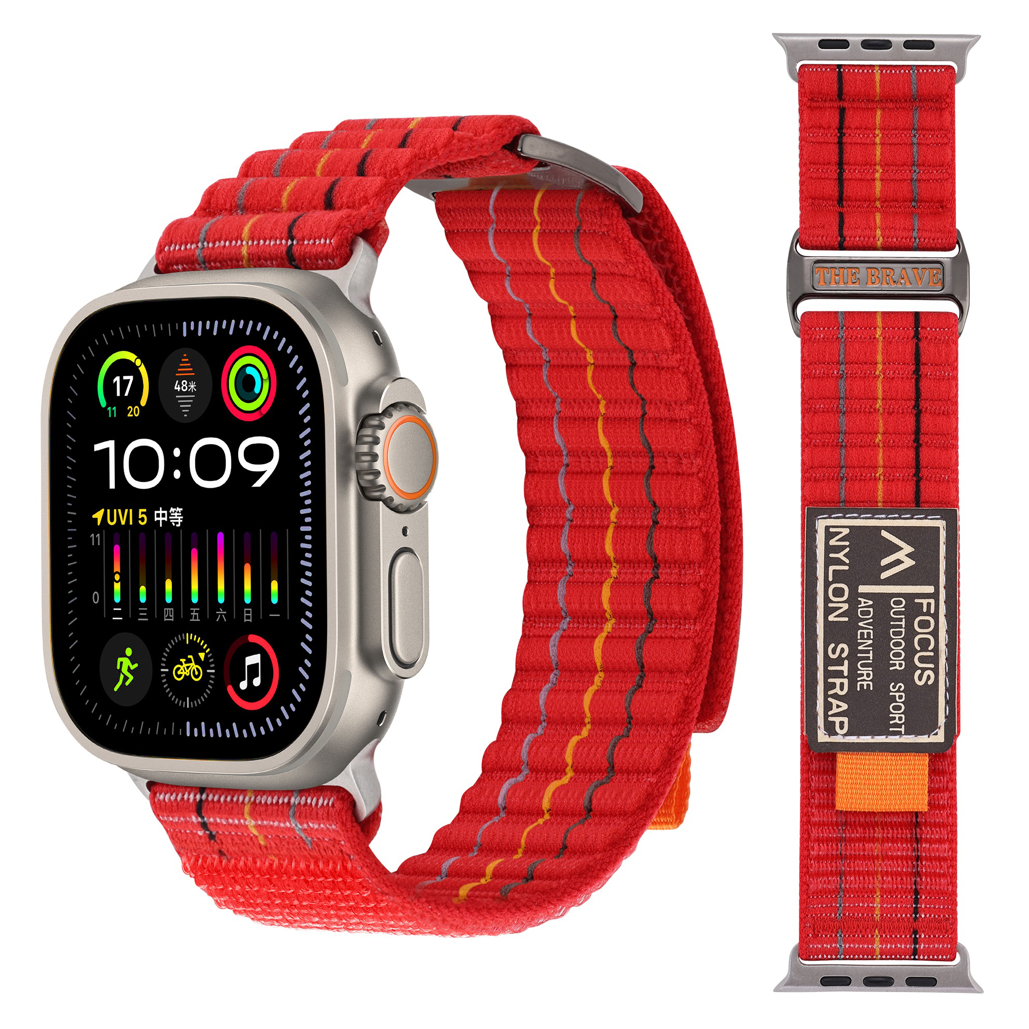 Trail loop for Apple Watch Ultra 2 Band 49mm 44mm 45mm 46mm 42mm 40mm 41mm Nylon Sport bracelet iWatch series 10 9 7 8 se Straps: M / Red
