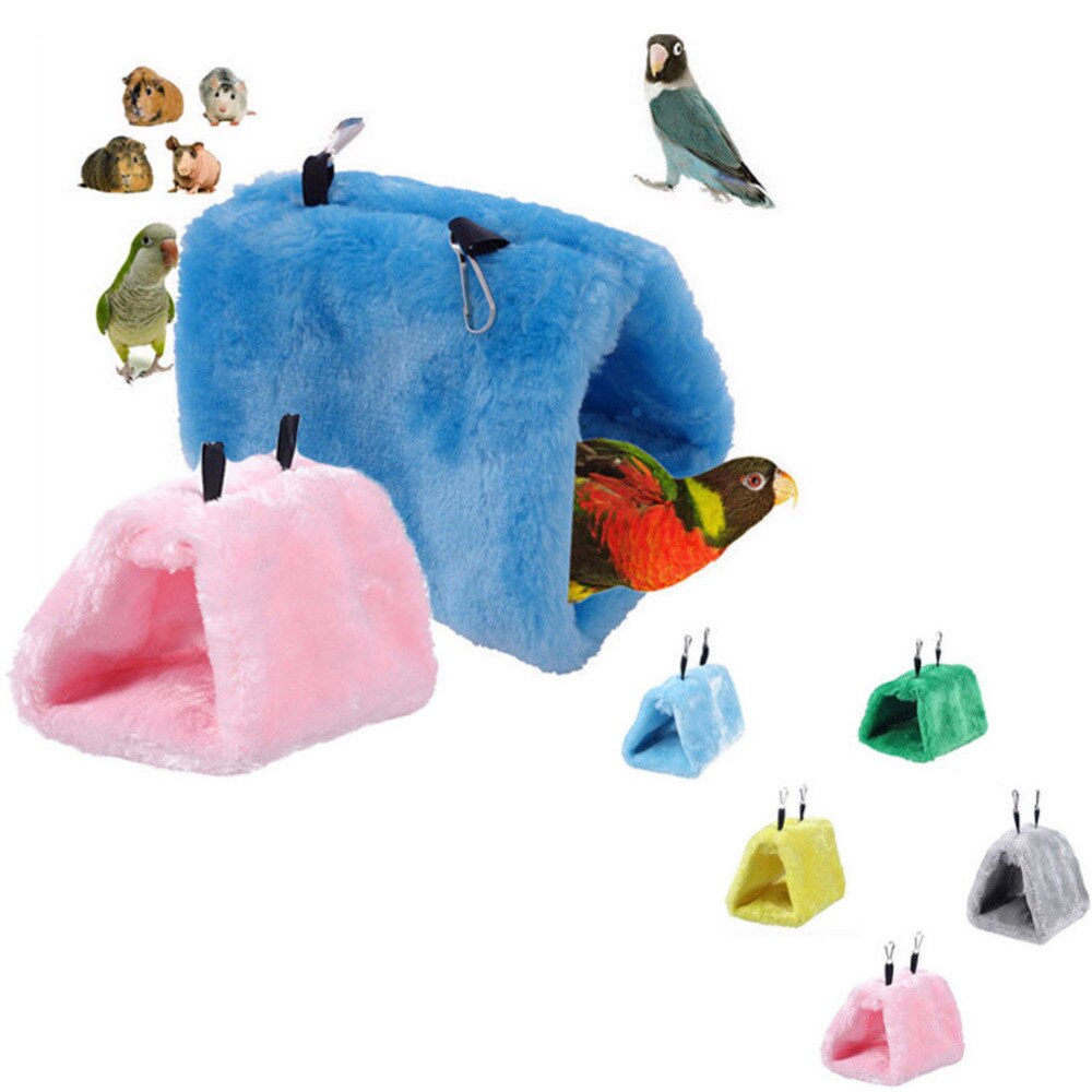 Square Bird Parrot Nest Soft Plush Bird Parrot Hammock Warm Hanging Bed For Pet Cave Cage Hut Tent Toy House for Small Animals