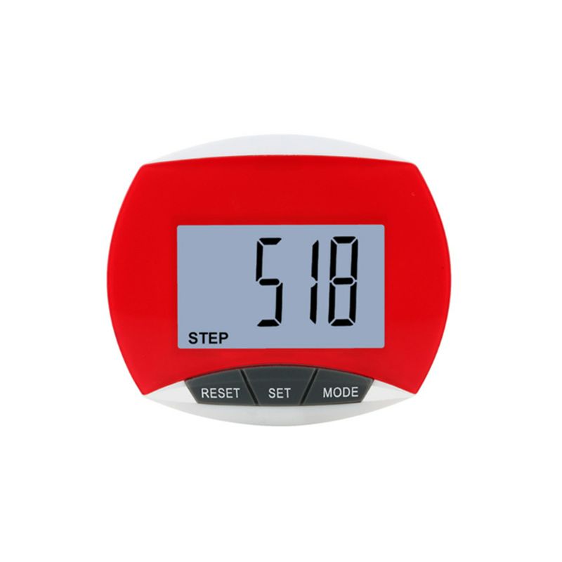 Electronic Step Counter Fitness Digital Pedometer Waterproof Step Movement Calories Counter for Running Walking with Clip: Red