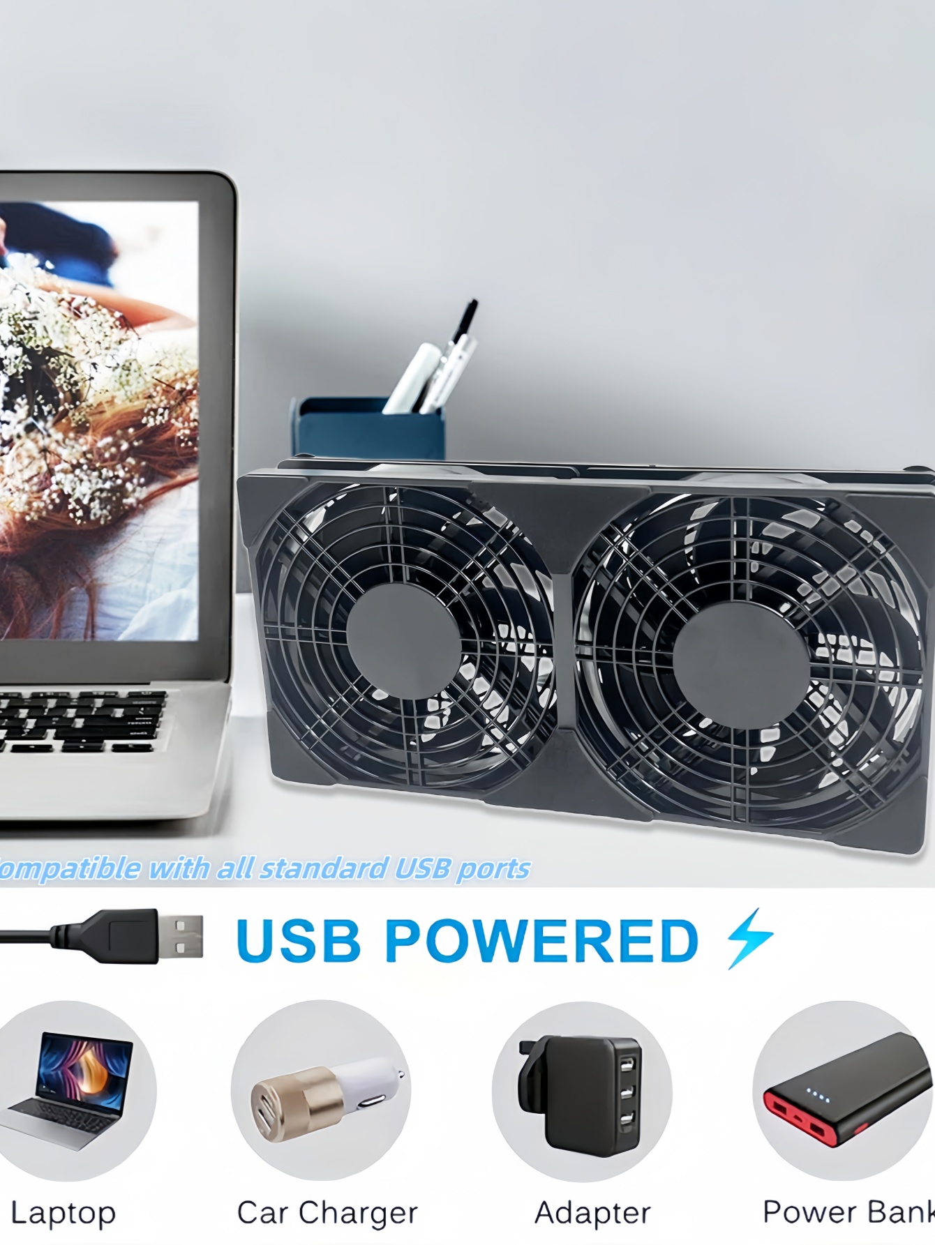 ABS do ventilador de refrigeração da relação USB, pode ser usado para laptops/computadors/telefones/roteadores, com uma velocidade de 1400, portátil, plug and play.