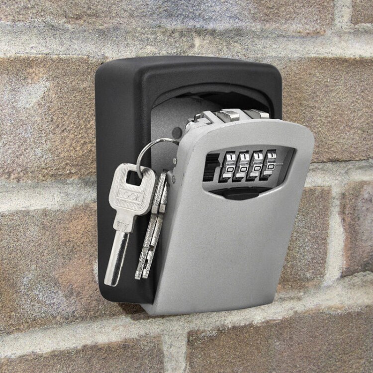 Muurbevestiging Key Lock kluis 4-Digit wachtwoord Weerbestendig Staal voor Binnenshuis of Buitenshuis maximaal 5 Sleutels