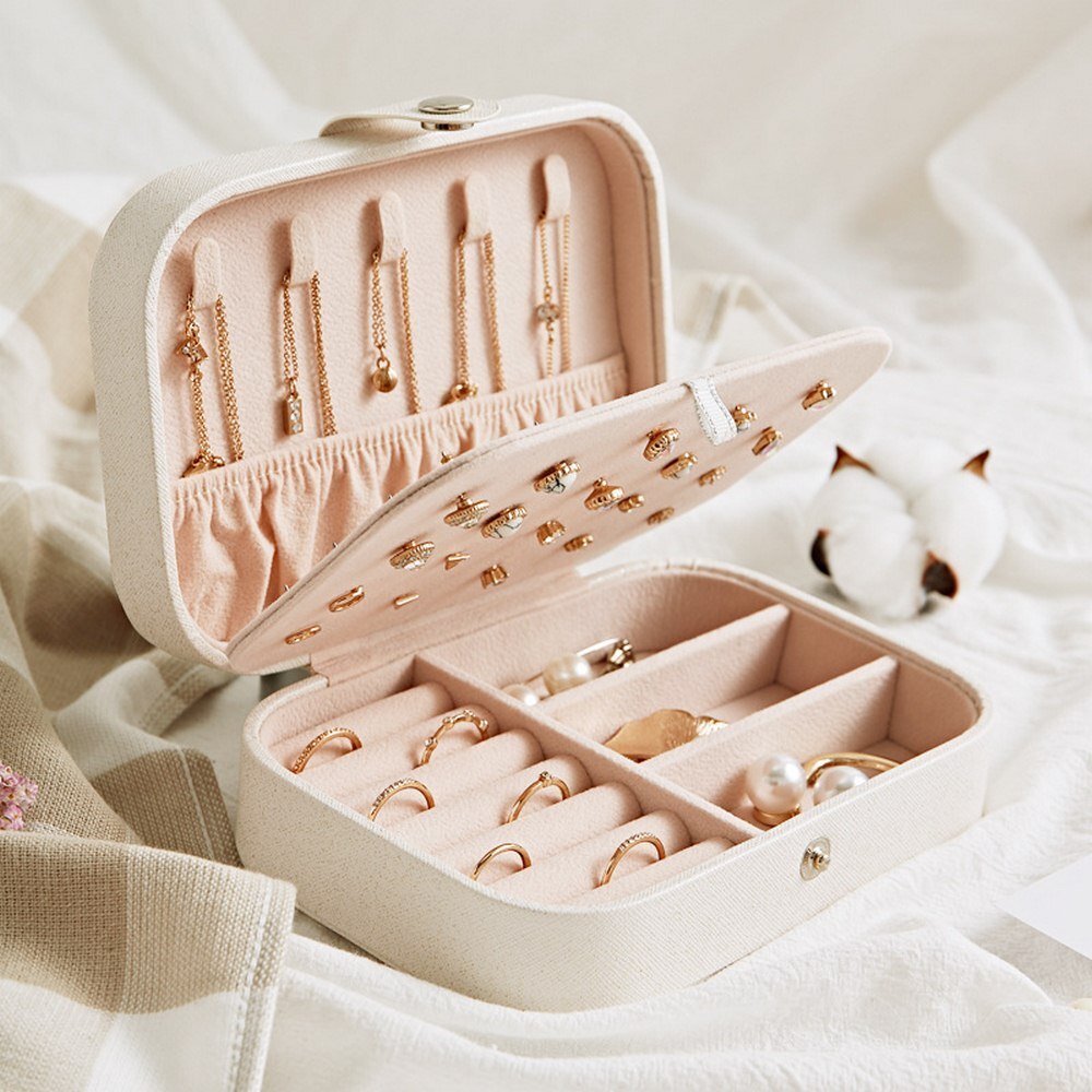 Draagbare Sieraden Doos Display Sieraden Organisator Double-Layer Earing Ketting Ring Box Earing Ring Display Organizer Holder Vrouwen
