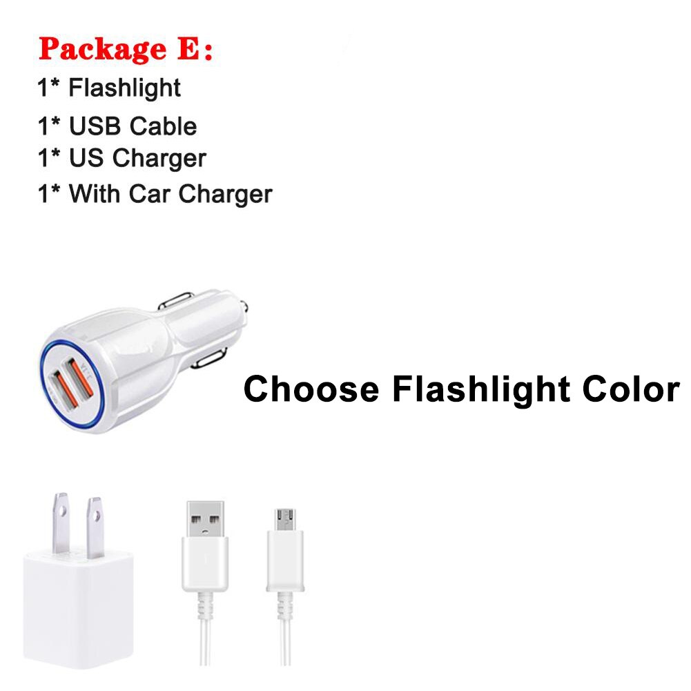 Portable XPE+COB LED Flashlight USB Rechargeable Torch Work Light Foldable Emergency Camping Lamp Waterproof With Magnet Hook: Package E / Red