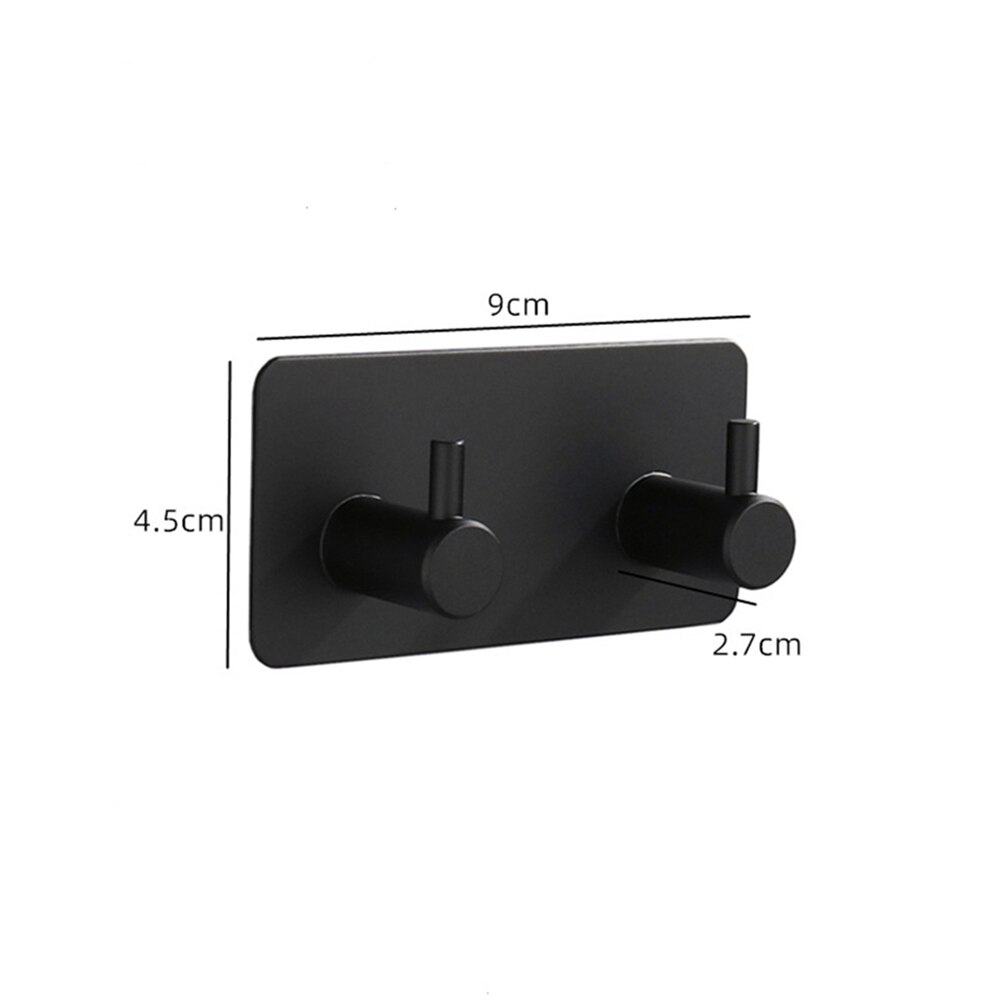 Haczyk samoprzylepny wieszak ścienny SUS304 wieszak na kurtki ciężki obowiązek nierdzewny wieszak haczyki łazienkowe na ręczniki Kicthen wieszaczki: 2 czarny Hooks