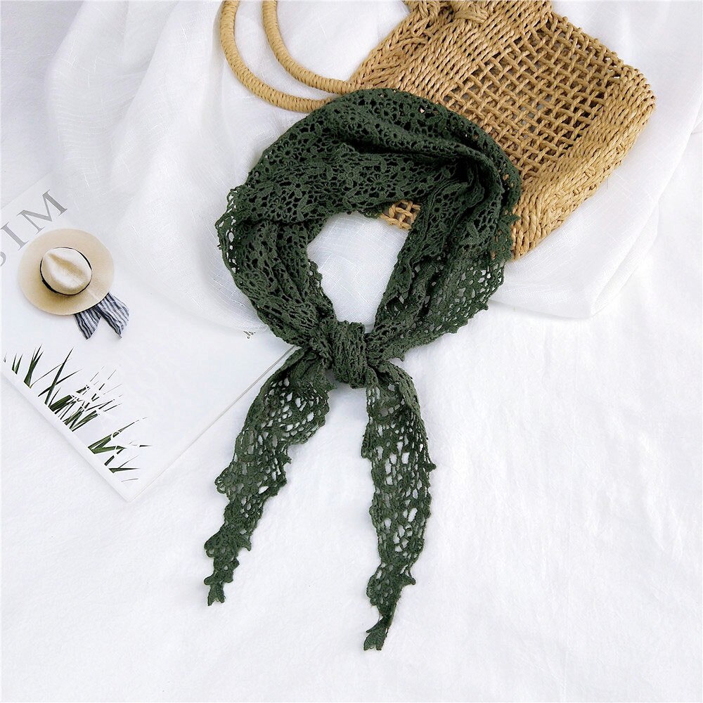Women Lace Sheer Floral Knit Veil Scarf Hollow Out Crochet Shawl Wraps Tassels Scarves Party Evening Neckerchief A014