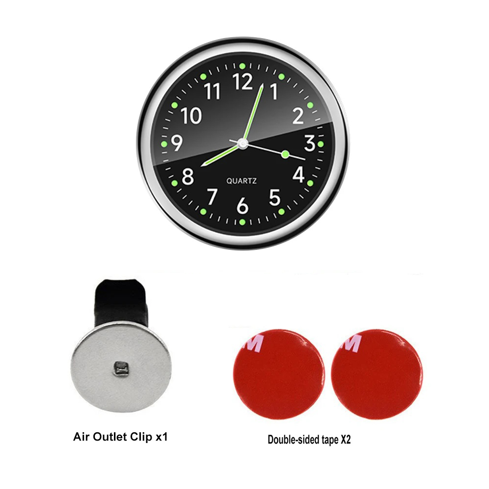 Mini Luminous Car Clock Automobiles Internal Stick-On Watch Mechanics Quartz Clocks Auto Ornament 40/43mm Mini Digital Clock: PURPLE