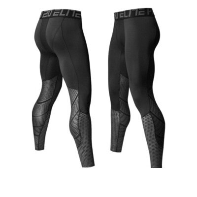 Compressie Mannen Running Tights Gym Basketbal Broek Mannen Sport Jogger Jogging Skinny Leggings Broek Sportkleding: black 02 / L