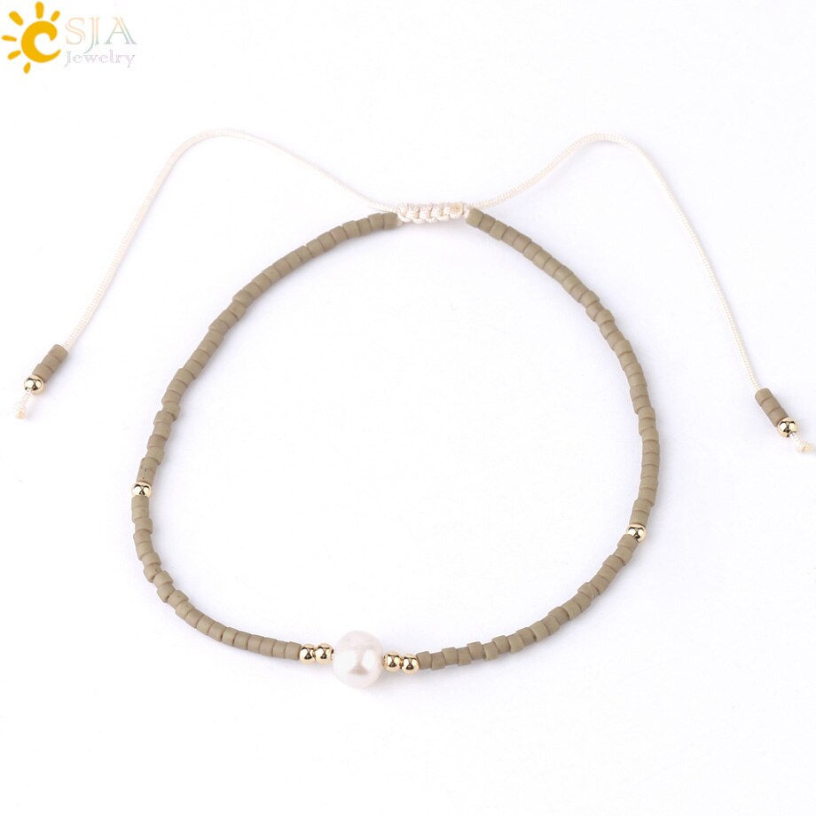 CSJA, Pulseras Miyuki de verano para Mujer, Pulseras para Mujer, , cuentas de perla Delica, joyería de mano, pulsera chapada en Color Metal S337: H