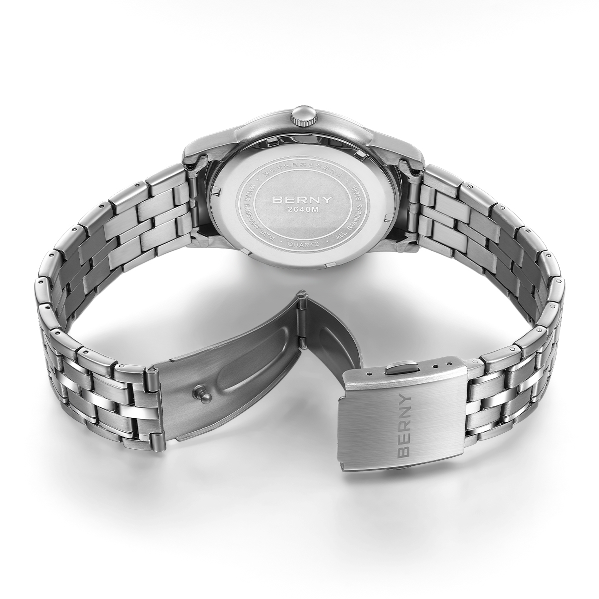 Relojes BERNY para hombre, calendario, fecha, reloj piloto de cuarzo luminoso, S/S, clásica, deportes, fácil lectura, reloj de pulsera para hombre al aire libre