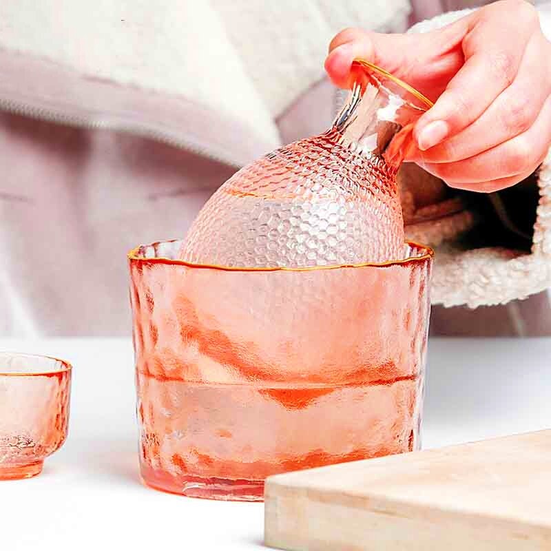 Japansk sake sæt blomme vin kop frugt vin gryde rav hammer mønster glas gryde guldkant glas whisky kop fødselsdag
