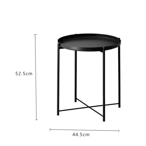 Modern Foldable Metal Coffee Table Round Table Living Room Side Table Detachable Tray Multi-use Home Furniture Storage Rack: 1 layer black