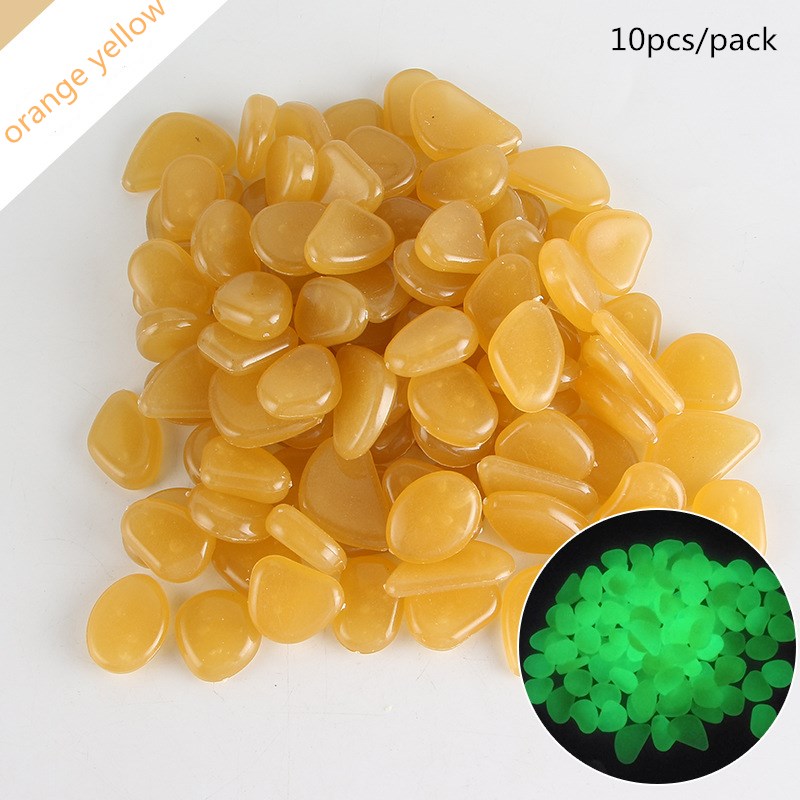 10Pcs/Packnew Lichtgevende Stenen Diy Tuin Park Road Aquarium Vaas Decaration Kids Glow In Dark Speelgoed Voor party Decoraties Steen: orange yellow
