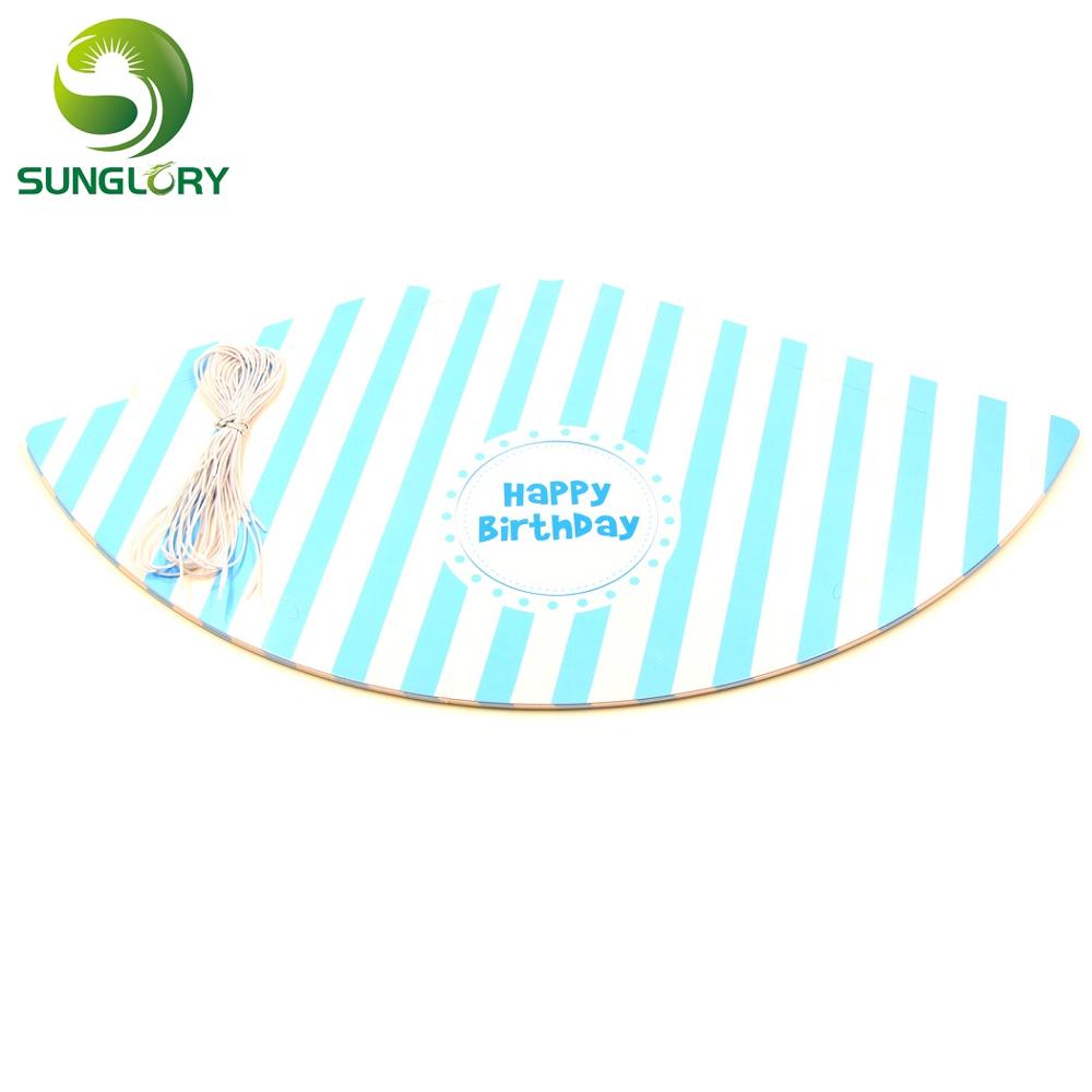 Suministros de celebración de 10 unids/set decoración niños cumpleaños gorros de Feliz cumpleaños niños sombrero con cordón elástico 7 formas: blue stripe