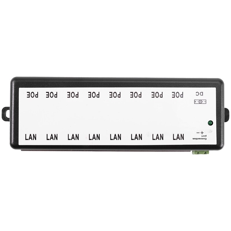 1 Uds inyector divisor Poe pasivo Dc adaptador de montaje en pared y 1 Uds 8 puertos Poe inyector Poe divisor