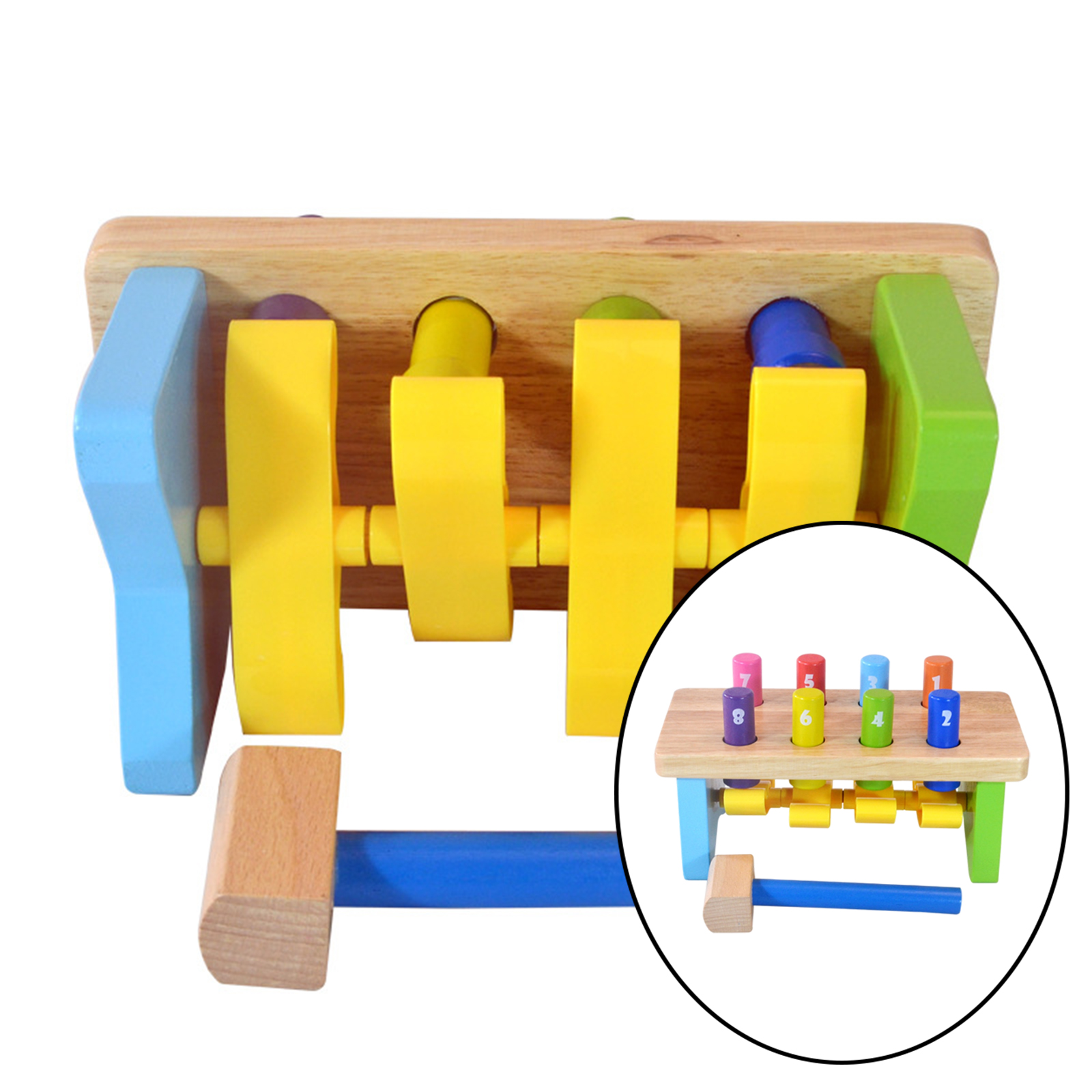 Wooden Hammer Bench - Pound a Peg with Wooden Hammer - great Hammering Baby Toy for Babies, 12months, 1, 2,3 Year Olds