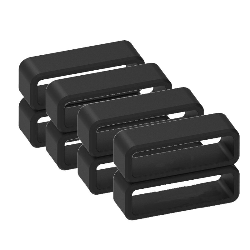 2-10 Uds correa de reloj negra 12 14 16 18 20 22 24 26mm banda de silicona correa de reloj de goma bucles anillo accesorios soporte casillero