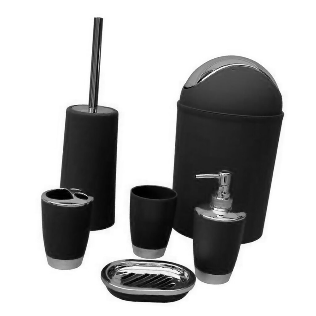 Juego de accesorios para baño y lavabo, dispensador de loción, jabonera, papelera, 6 uds., etc. 8 colores: Black