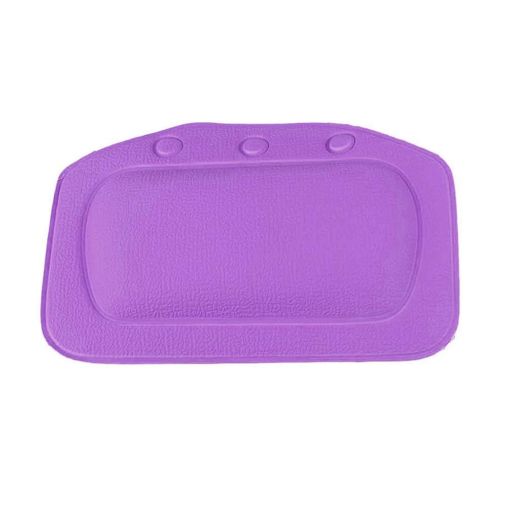 Cojín de baño SPA hogar bañera almohada PVC cuello bañera cojín de peluche para niño taza reposacabezas accesorios bañera succión baño J0D6: PURPLE