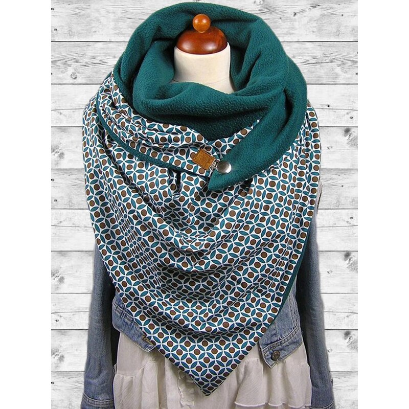Foulard enroulé femme en cachemire | Imprimé écossais, style Triangle, boutons solides, décoration, écharpes chaudes en cachemire Pashmina: 9