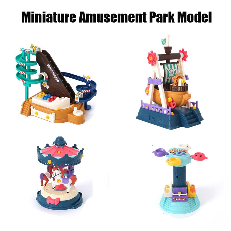 Miniature Amusement Park Model Pretend Play Educational Toys For Children Funny Assemble Block Scenes Kids Toy Kit