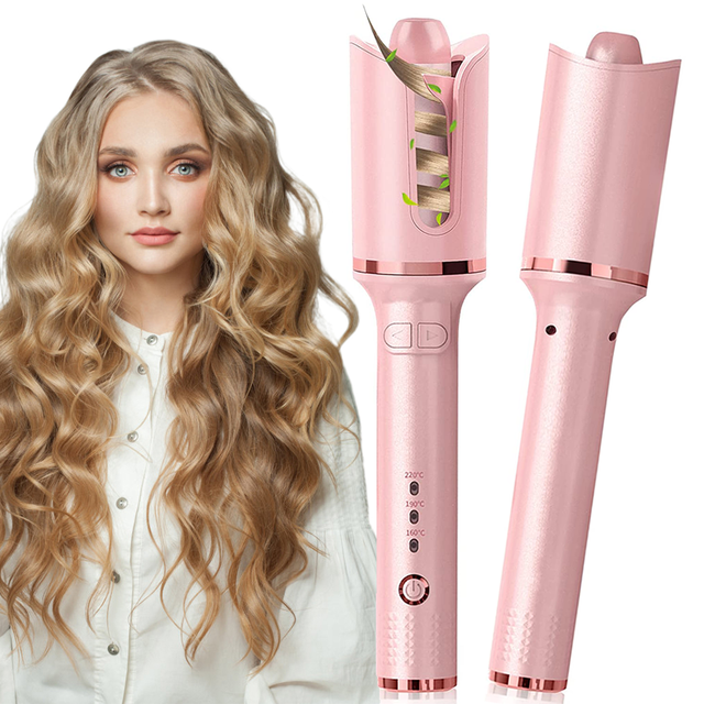 Professionele Haar Krultang Automatische Krultang Crimp Haar Waver Tang Roterende Haar Curling Wand Air Curler Curling Haar Krullen: pink with box / Au