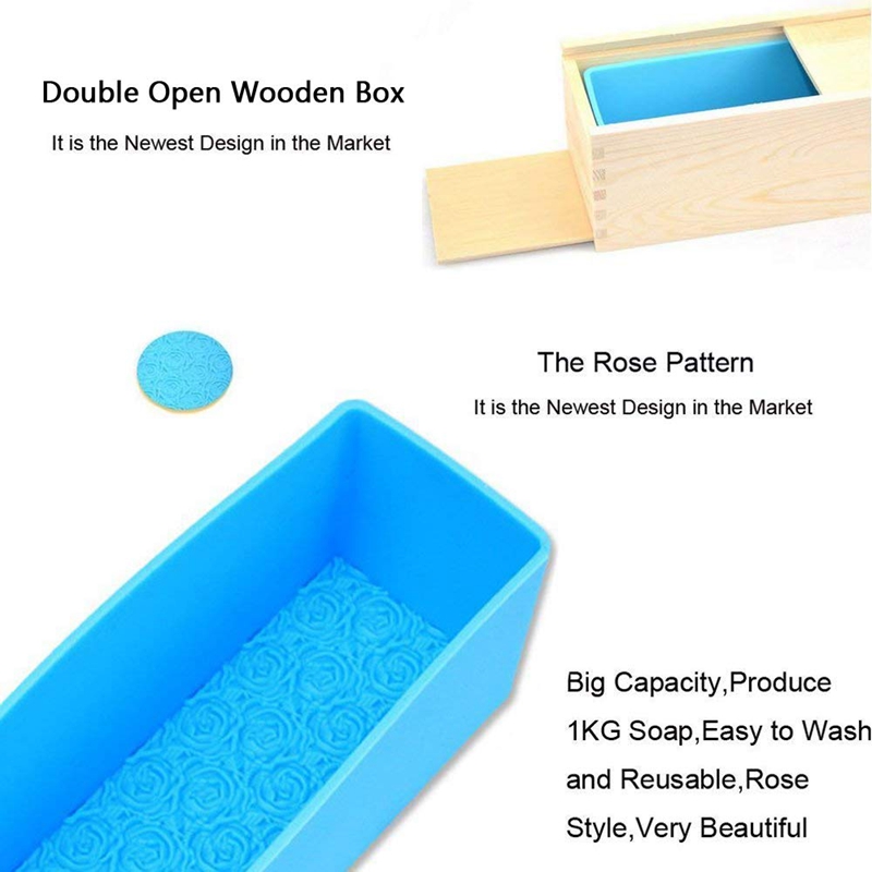 Silicone Soap Molds Kit,DIY Made Loaf Garnish Cake Soap CUTTER + 1 Pcs Latest Wooden Box, Line Wire Tools Peelers Slicer Cutter