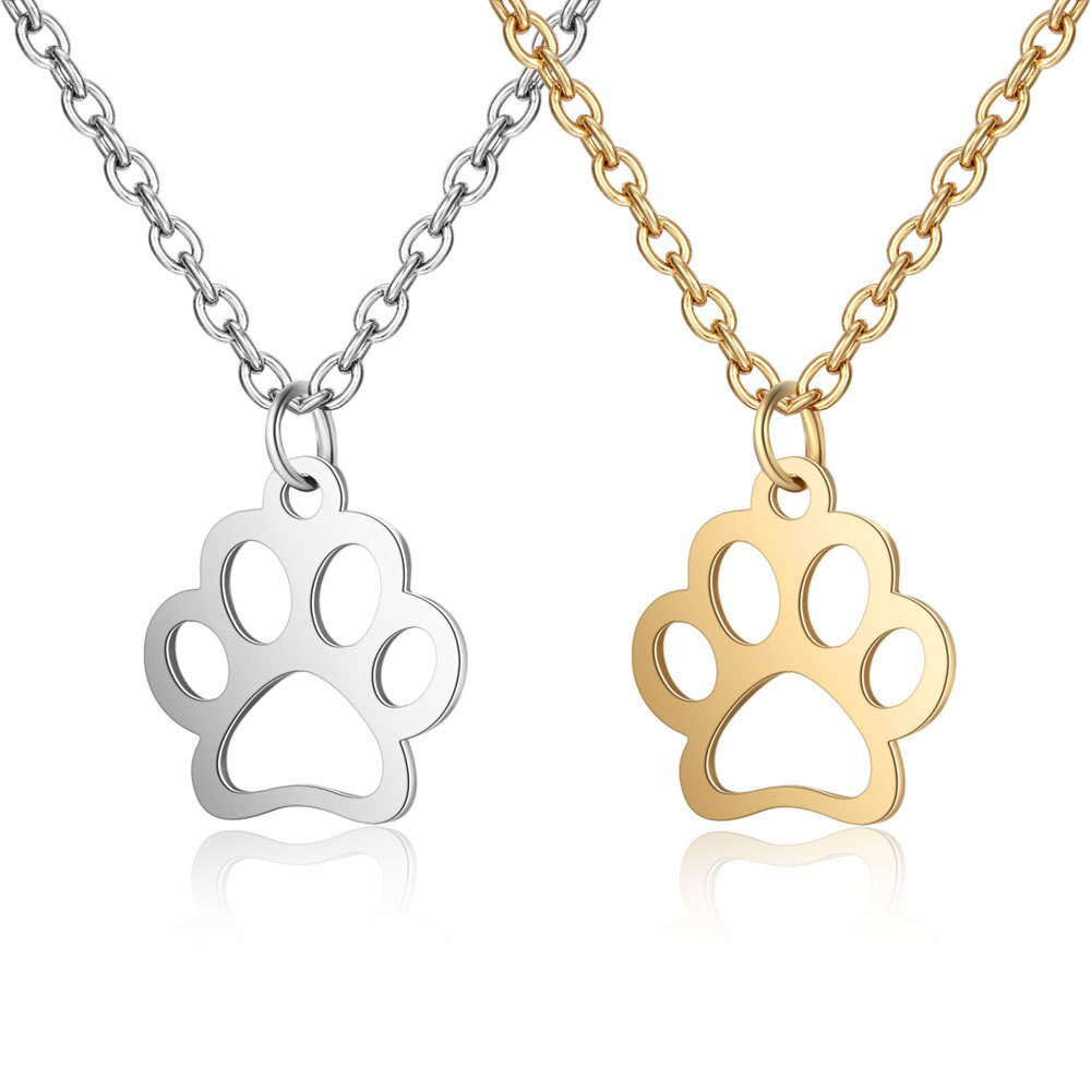 Titanium Steel Dog Paw Print Necklace Female Paw Simple Stainless Steel Pendant Necklace