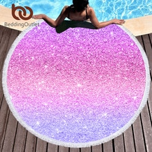 BeddingOutlet Shining Sterren Grote Ronde Strandlaken voor Volwassenen Vrouw Microfiber Roze en Violet Sunblock Deken Yoga Mat 150 cm