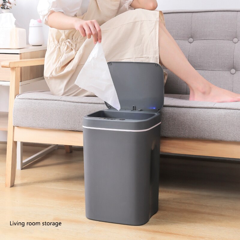 Cubo de basura inteligente para el hogar, papelera eléctrica automática con Sensor infrarrojo, color blanco, 12/14/16L