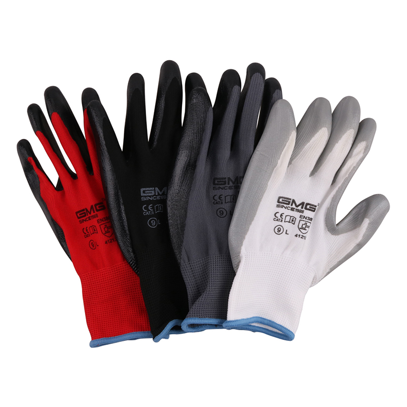 Gmg 6 pairs nitrilo luvas de trabalho segurança jardim mecânico de proteção automontagem pintura impressão bom aperto feminino masculino luvas à prova de óleo