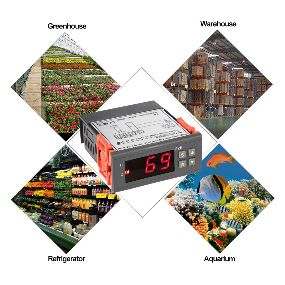 10A 220V Mini Digital Air Humidity Control Controller Measuring Range 1% ~ 99% with Sensor