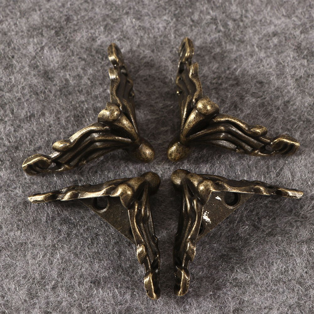 4 pz/lotto stile Vintage ▾ staffe angolari in metallo scatola di gioielli custodia in legno piedi gamba angolo protettore accessori per mobili