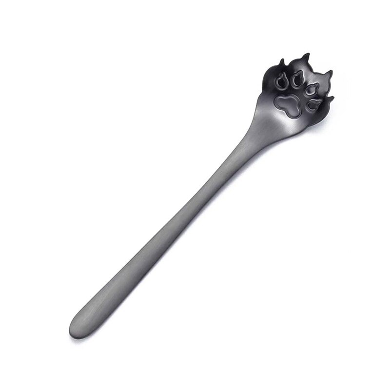 Rostfritt stål silver rosa guld hund katt tass ihålig sked omrörning sked te kaffe efterrätt skedar söta köksredskap: Bk1