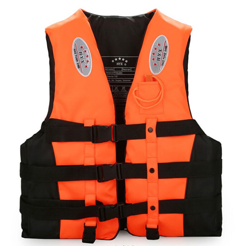 L-xxl män fiske flytväst vattensport flytväst med visselpipa säkerhetsväst överlevnadsväst för simning båtliv drifting: Orange / L