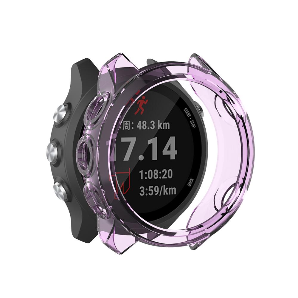 TPU Protector Case Voor Garmin Forerunner 245M Horloge Band Strap Soft Cover Shell Voor Garmin Forerunner 245 GPS Horloge accessoires: Transparent purple