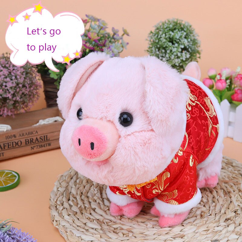 Robot Pig Toys Electronic Plush Pig Sound Control Pet Music Electric Animal Walk Wag Tail Sing Songs For Children Birthday