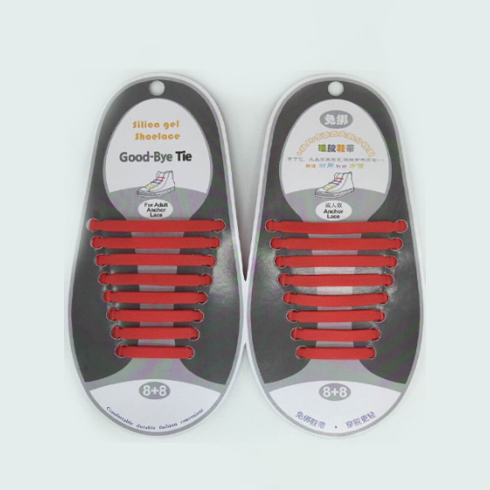 Silikone snørebånd elastisk uden bindesko snørebånd til børn og voksne snørebånd gummi zapatillas sneakers hurtige snørebånd tilbehør: Rød