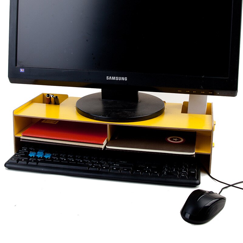 1 stuk houten desktop monitor verhoger tv standaard bureau organizer opbergdoos voor computer laptop