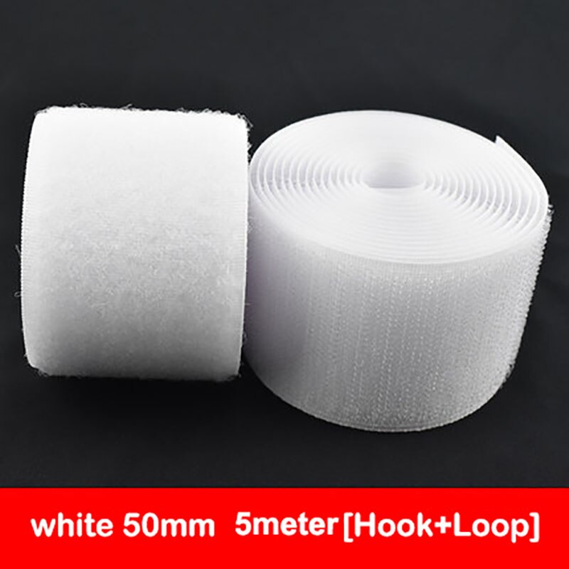 5Meter 50Mm Naai Op Klittenband Tape Niet-klevende Sluiting Tape Terug Nylon Strips Stof Fastener naaien Accessoires: White 50mm