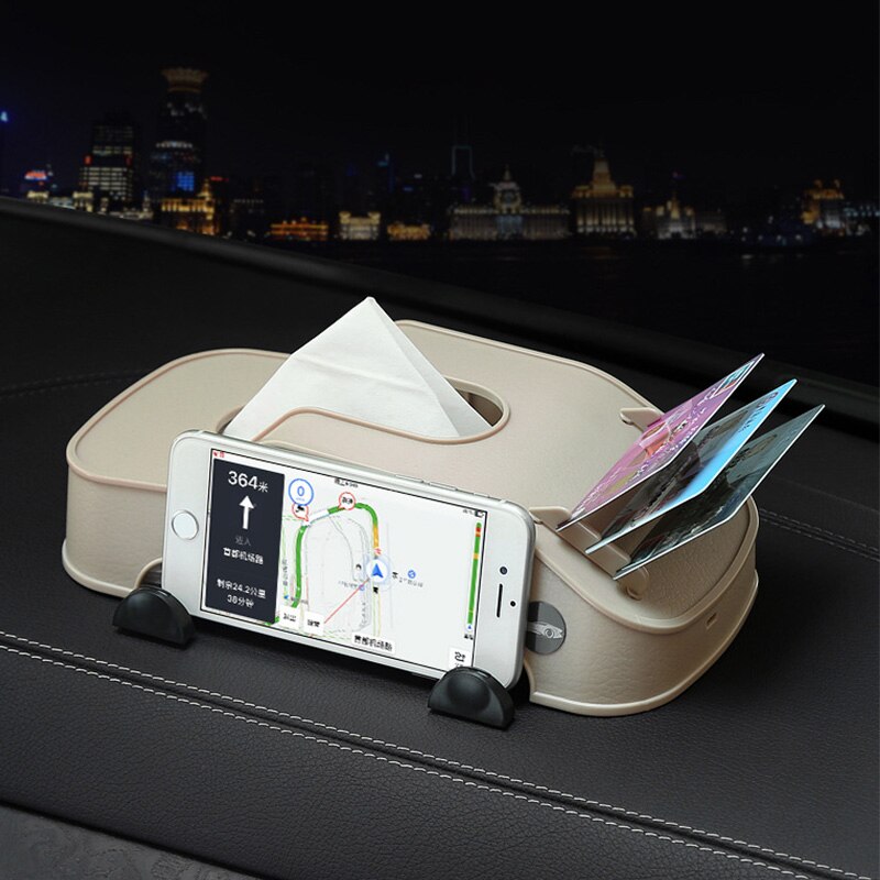 Bilvævskasse multifunktionel bil serviet kortholder container mobiltelefonbeslag autor sæde kasse bil styling: Beige