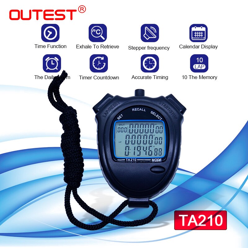 TA210 Sports stopwatch Three rows of 10 channels seconds counter Track and field sports stopwatch Running a timer