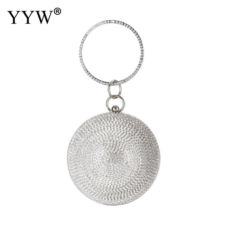 Étincelant strass soirée pochette dames sac à main sphérique embrayage classique cristal embrayages sac à bandoulière sac à main sac à main: silver