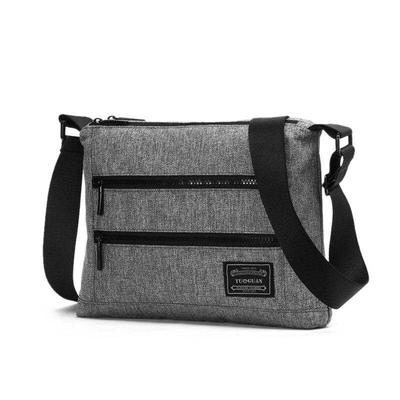 Scione Mannen Eenvoudige Effen Schoudertassen Mode Crossbody Casual Business Aktetassen Canvas Student School Travel Messenger Pack: Gray Small