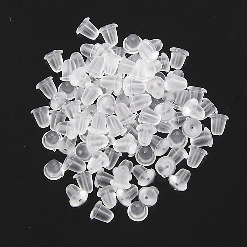 100 stuks doorschijnende rubberen oorbelstoppers, wit, 4 mm x 6mm mm